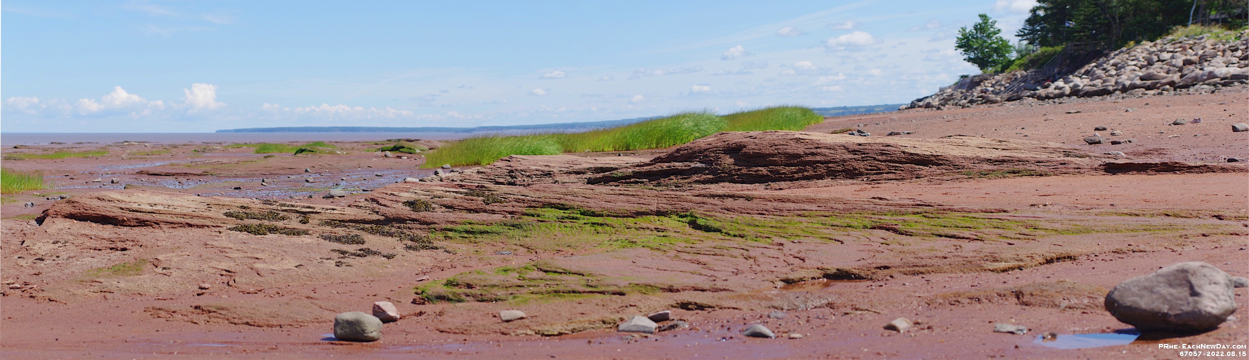 67057PaPeReCrLe - The mud flats at Evangeline Beach at low tide, Grand Pré, NS